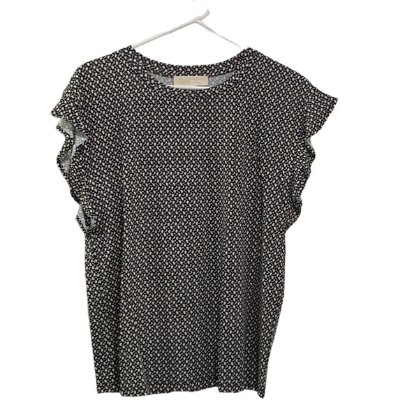 NWT MICHAEL KORS Black & Yellow Daisy Printed Short Sleeve Blouse Size M… - Picture 1 of 5